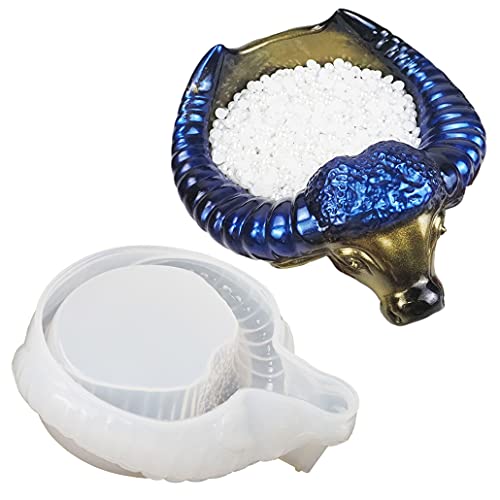 TikooTik Silikon Stierkopf Aschenbecher Epoxidharz Formen Guss-Aschenbecher Harz Gießformen Schmuckkästchen Silikonformen Tier Harzform Tablett Resin Mold für DIY Ashtray Aufbewahrungsbox von TikooTik