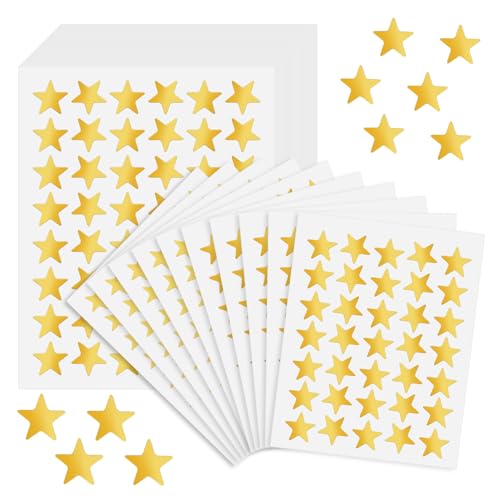 2140 Stück Sticker Sterne, Weihnachten Gold Sterne Aufkleber, Selbstklebende Sterne Aufkleber, Weihnachten Stern-Aufkleber, Sterne Sticker für Weihnachten, Schüler Belohnung, DIY(50 Blätter) von Tikplus