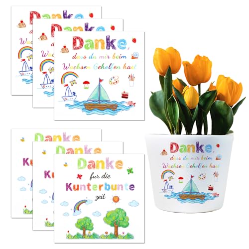 6Stück Aufkleber für den Blumentopf Abschiedsgeschenk Erzieherin,Danke Dass du mir Beim Wachsen Geholfen Hast Aufkleber,Kindergarten Abschiedsgeschenk,Danke Erzieher Geschenke von Tikplus