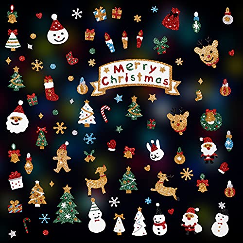 300+pcs Aufkleber Weihnachten, Tikplus Glitzer Weihnachtssticker für Kinder Basteln, Gold Sticker Weihnachten für Karten Basteln, Christmas Scrapbooking Stickers, Fotoalbum Dekoration, 8 Blätter von Tikplus