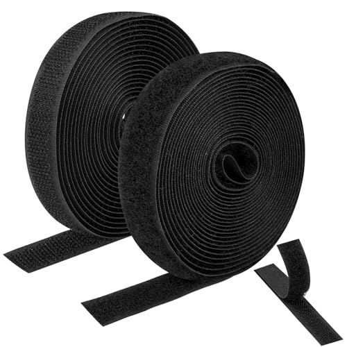 Klettband zum Nähen, Nylon Breit Klettverschluss zum Nähen, Flauschband und Hakenband, Nicht Klebend Klettstreifen für Textilien, Stoff, Fliegengitter (Schwarz, 1.5cmx3m) von Tikplus