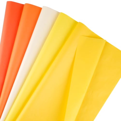 Seidenpapier, 60 Blatt Seidenpapier Gelbe Serie, Tissue Paper Seidenpapier 50 * 35cm, 5 Farben Bastelpapier zum Basteln für Geschenkpapier, Papierblumen, Geschenk Verpackung von Tikplus