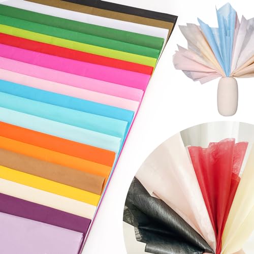 Seidenpapier 70x50 cm, 60 Blatt Bunt Seidenpapier zum Verpacken, 16 g/m Transparentpapier Verpackungsmaterial, Tissuepapier Bastelpapier zum Kreieren von Pompoms, Papierblumen, Decor Geschenktüten von Tikplus