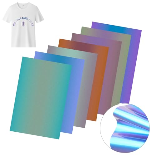 Tikplus Plotterfolie Textil, 7 Farben Vinylfolie Plotter 30x20cm, Heat Transfer Flexfolie Vinyl, Transferfolie Plotter für DIY Becher, T-Shirt Stoffe zum Aufbügeln von Tikplus