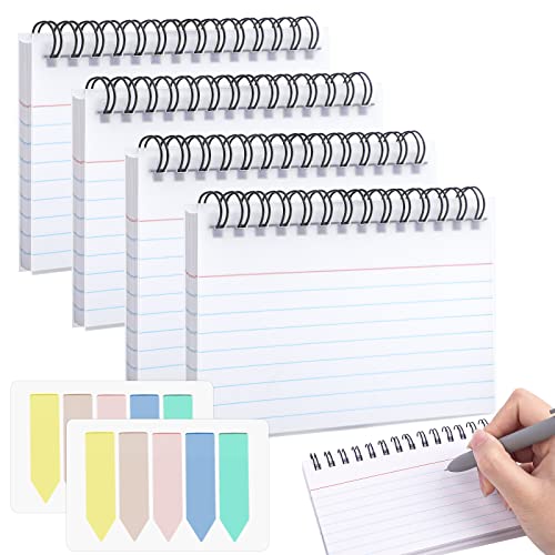 Weiße Revisionskarten, 200 Blatt Spiralgebundene Karteikarten, linierte Karteikarten mit Schutzhülle und Karteikarten, Karteikarten für Büro, Schule, Home Note Taking (12,7 x 7,6 cm) von Tikplus