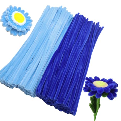 Tikyoary 200 Stück Pfeifenreiniger, 2 Farben Pfeifenreiniger Kit Chenille Draht für Blumen, Tiere oder, DIY Bastelprojekte und Dekorationen (Blau) von Tikyoary