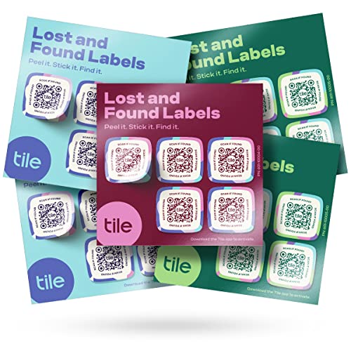 Tile Lost and Found Labels | QR scannbare Etiketten für Laptops, Wasserflaschen, Kinderspielzeug, Tablets, Kopfhörer und mehr | Android- und iOS-Geräte | kratzfest | selbstklebend | 25 Etiketten pro von Tile