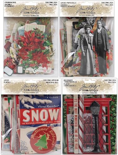 Tim Holtz Idea-ology Christmas 2024 Ephemera, Layers Paper Dolls, Layers Emporium & Baseboards - 4-teiliges Bundle von Tim Holtz Idea-ology