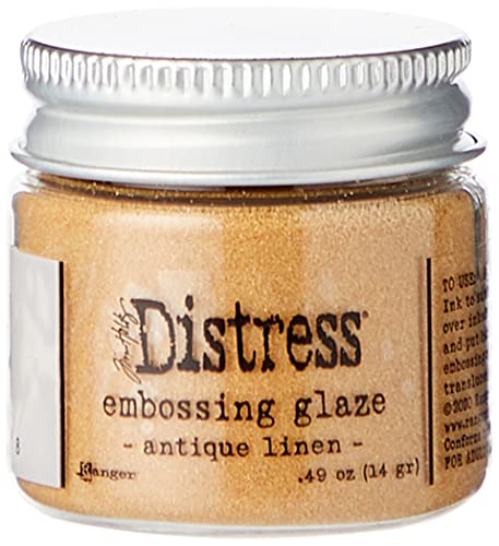 Tim Holtz - Ranger Ranger-Tim Holtz Distress Embossing Glaze Linen 621820 Prägefolie, Antiqu Effekt, Leinen in Antikoptik, Einheitsgröße von Ranger