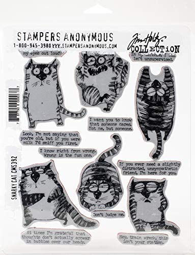 Stampers Anonymous CMS392 SNARKY CAT Tim holtz cling stamp Haftstempel-Set, Gummi, Einheitsgröße von Stampers Anonymous