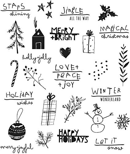 Tim Holtz - Stampers Anon Cling RBBR Stempel-Set, Seasonal Scribbles von Stampers Anonymous