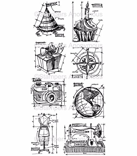 TIM HOLTZ STAMPER ANONYMOUS CLING STAMPS- THJ001 BLUEPRINT ASSORTMENT by Tim Holtz von Tim Holtz