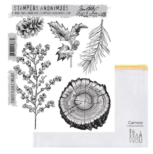 Tim Holtz Stampers Anonymous Forest Floor 2 Haftstempel CMS497, Carnora Netz-Aufbewahrungstasche, Veröffentlichung Oktober 2024 von Tim Holtz