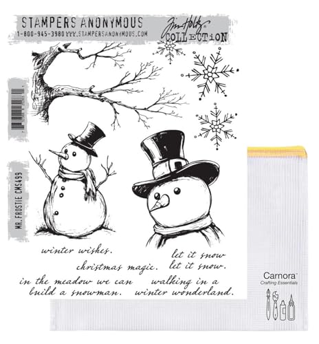 Tim Holtz Stampers Anonymous Mr. Frostie Cling Stamp Set, CMS499, Winter Wonderland Theme, Carnora Aufbewahrungstasche, Oktober 2024 Release von Tim Holtz