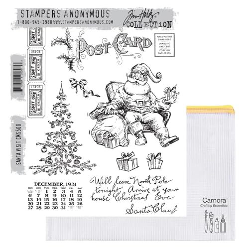 Tim Holtz Stampers Anonymous Santa Visit Haftstempel CMS500, Carnora Netz-Aufbewahrungstasche, veröffentlicht Oktober 2024 von Tim Holtz