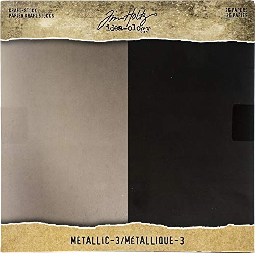 Tim Holtz TH94021 Stock 3 Gunmetal and Onyx Kraft-Metallic, 20,3 x 20,3 cm, Papier, Einheitsgröße von Tim Holtz