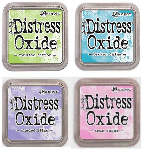 Unbekannt Tim Holtz Ranger Distress Oxid-Tinte, 4 x 7,6 cm, gedrehte Zitrone, Gebrochenes China, schattiertes Flieder, Gesponnener Zucker von Tim Holtz