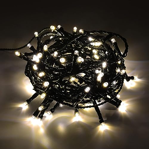 LED Lichterkette mit 200 LED-Lichtern – Widerstandsfähiger Trafo für Wind und Wetter – 10 Meter Beleuchtungslänge und 5 Meter Zuleitung – Ideal für Weihnachtsbäume, Balkone und Außenbereiche von Tim Home