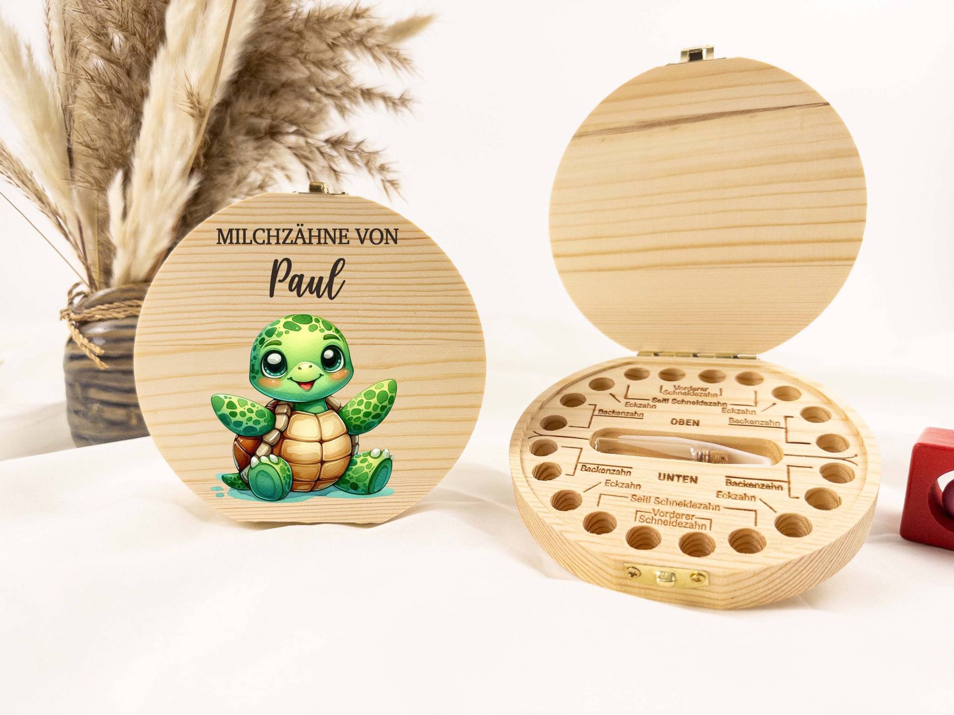 Personalisierte Milchzahndose Schildkröte, Zahndose Baby, Milchzähne Kinder, Milchzahnbox, Aus Holz, Baby Aufbewahrung von TimberTalesCreations