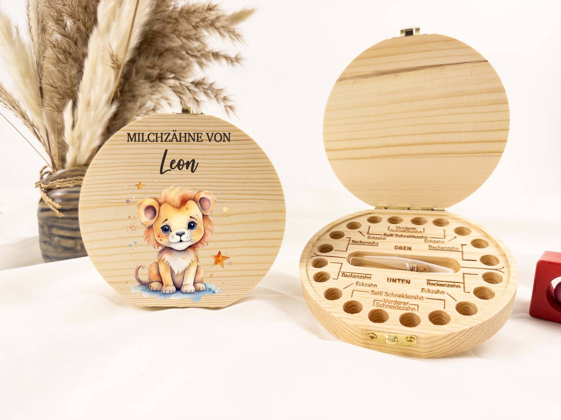 Personalisierte Zahndose Löwe Für Junge, Baby, Milchzähne, Milchzahnbox, Aus Holz, Baby Geschenk, Taufgeschenk von TimberTalesCreations