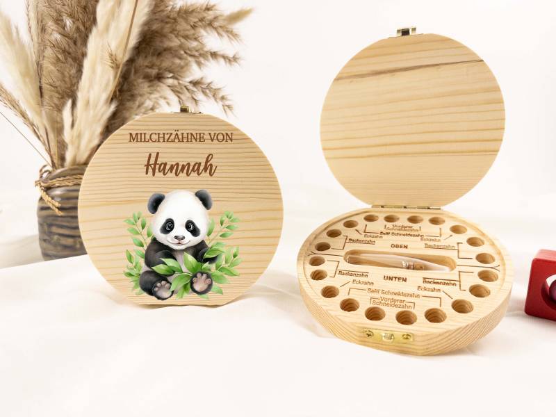 Personalisierte Zahndose Panda, Baby, Milchzähne, Milchzahnbox, Aus Holz, Baby Geschenk, Geburt Geschenk, Zahnfee, Milchzähne von TimberTalesCreations