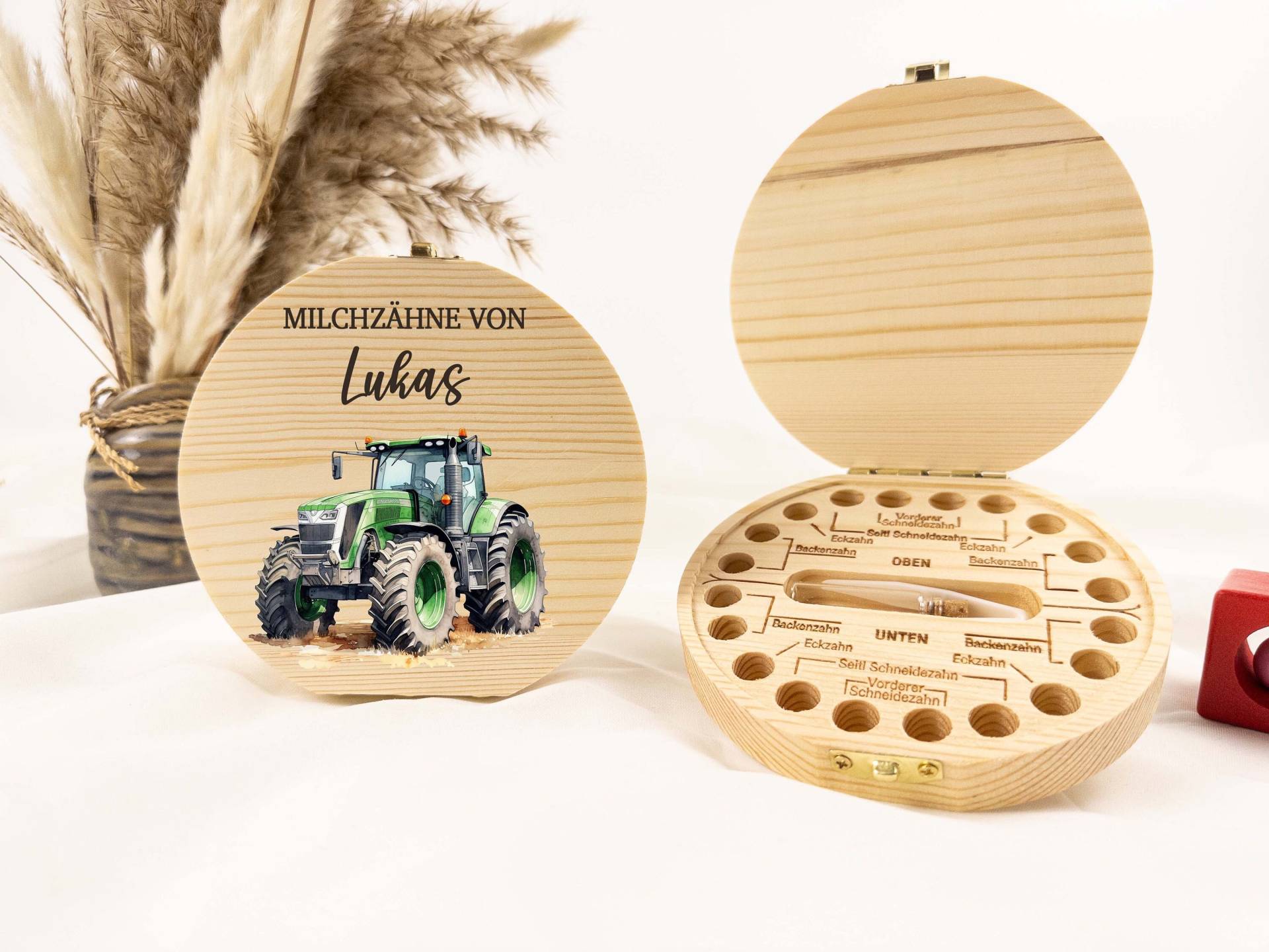 Personalisierte Zahndose Traktor Für Junge, Baby, Milchzähne, Milchzahnbox, Aus Holz, Baby Geschenk, Taufgeschenk von TimberTalesCreations