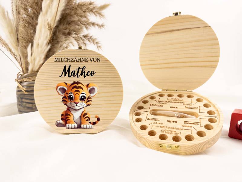 Tiger Zahndose Für Junge, Baby, Milchzähne, Milchzähnbox, Aus Holz, Baby Geschenk, Geburt Geschenk von TimberTalesCreations