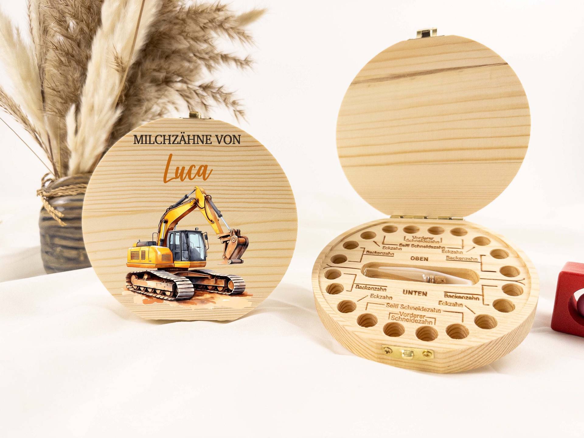 Traktor Zahndose, Personalisierte Zahndose Bagger, Milchzähne, Milchzahnbox, Aus Holz, Baby Geschenk, Geburt Geschenk, Milchzähne von TimberTalesCreations