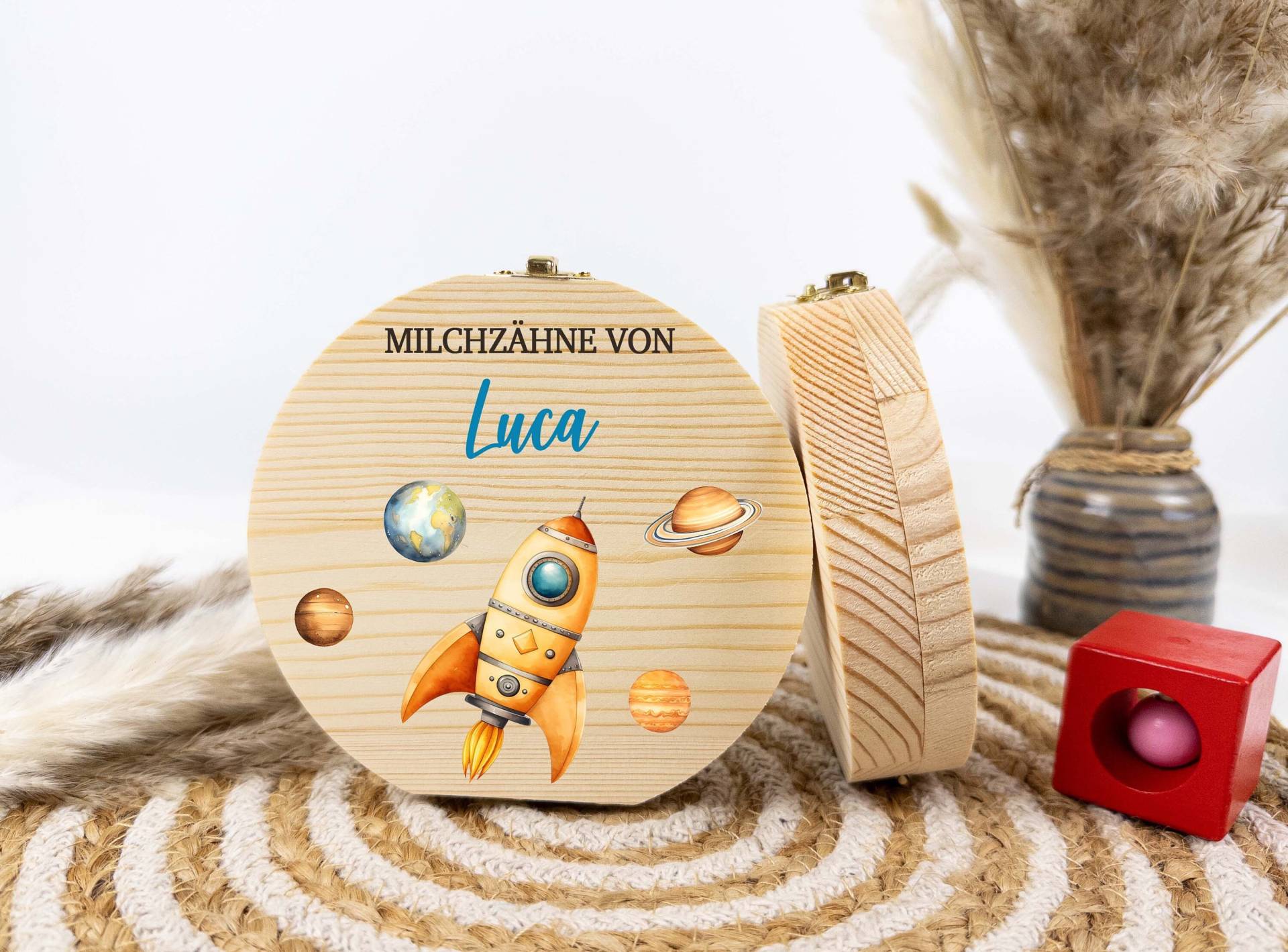 Zahndose Astronaut Weltraum, Personalisierte Bagger, Milchzähne, Milchzahnbox, Aus Holz, Baby Geschenk, Milchzähne Geschenk von TimberTalesCreations