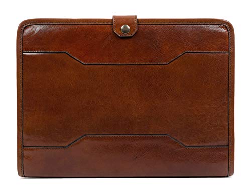 Time Resistance Leder-Organizer-Portfolio – 13 Zoll-Laptoptasche – Dokumentenmappe aus Vollnarbenleder (Cognac-Braun) von Time Resistance