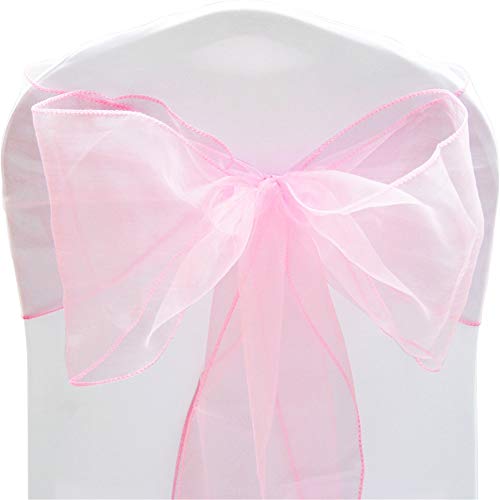 Time to Sparkle 100X Organza Schleife 22x280cm Stuhlhussen Stuhl Schärpe Band Organza Schleifenband -Baby Pink von Time to Sparkle