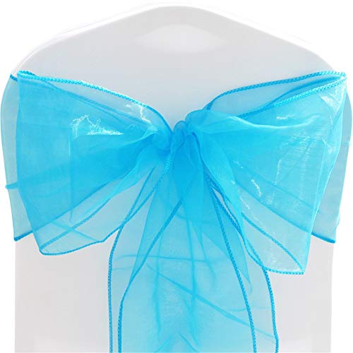 Time to Sparkle 10X Organza Schleife 22x280cm Stuhlhussen Stuhl Schärpe Band Organza Schleifenband -Aquamarin von Time to Sparkle