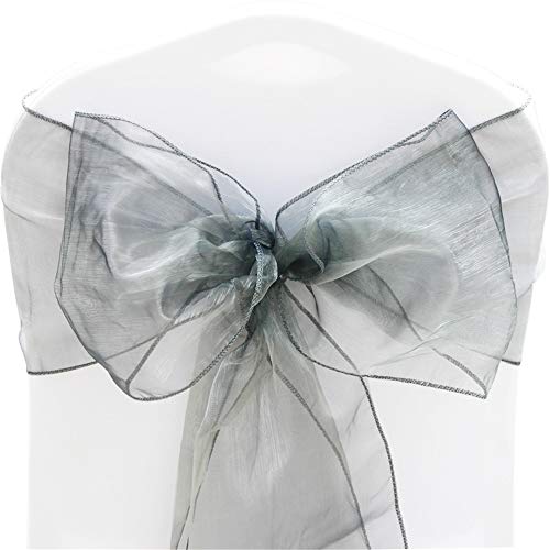 Time to Sparkle 10X Organza Schleife 22x280cm Stuhlhussen Stuhl Schärpe Band Organza Schleifenband -Gun Metal Grau von Time to Sparkle