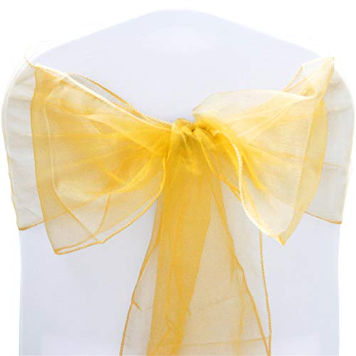 Time to Sparkle 10X Organza Schleife 22x280cm Stuhlhussen Stuhl Schärpe Band Organza Schleifenband -Edelgold von Time to Sparkle