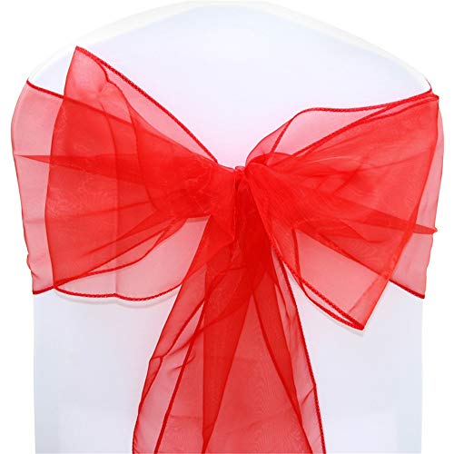 Time to Sparkle 10X Organza Schleife 22x280cm Stuhlhussen Stuhl Schärpe Band Organza Schleifenband -Rot von Time to Sparkle