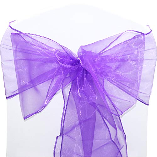 Time to Sparkle 50X Organza Schleife 22x280cm Stuhlhussen Stuhl Schärpe Band Organza Schleifenband -Violett von Time to Sparkle