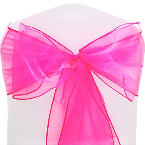 Time to Sparkle 50X Organza Schleife 22x280cm Stuhlhussen Stuhl Schärpe Band Organza Schleifenband Hochzeit Jahrestag Partys (Hot Pink) von Time to Sparkle