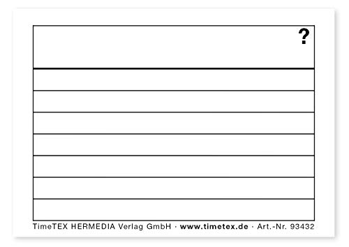 TimeTEX Blanko-Lernkärtchen A8 weiß - 100 Stück - liniert - Karteikarten - 93432 von TimeTEX