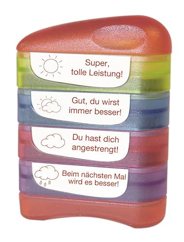 TimeTEX - Siebdruck-Stempel"Perpetuum", 4 Stempel Set - Super, tolle Leistung!", "Gut, du wirst immer besser!", "Du hast dich angestrengt!", "Beim nächsten Mal wird es besser! - 62999 von TimeTEX