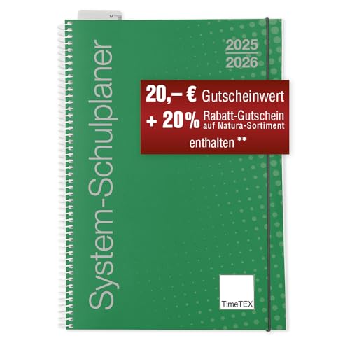 TimeTEX System-Schulplaner A4 Grün - Ringbuch mit Verschlussgummi - Schuljahr 2025-2026 - Lehrerkalender - Unterrichtsplaner - Timetex 10730 von TimeTEX