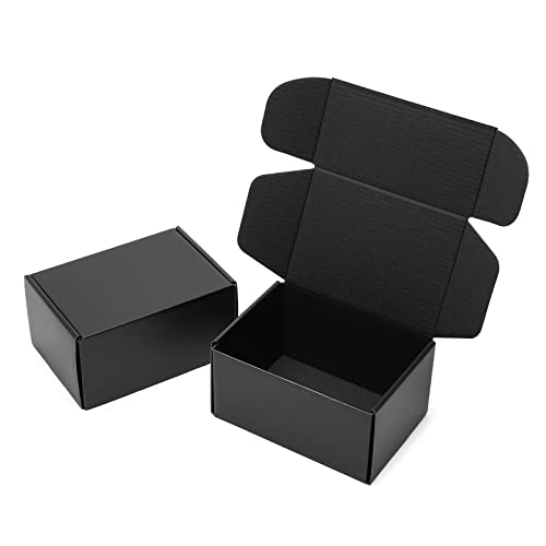 Timirog Versandkartons, 15,2 x 10,2 x 7,6 cm, klein, schwarz, 25 Stück – Wellpappen-Versandkarton für kleine Unternehmen, Tab-Verriegelung, Literatur-Versandtasche zum Verpacken von Schmuck, von Timirog