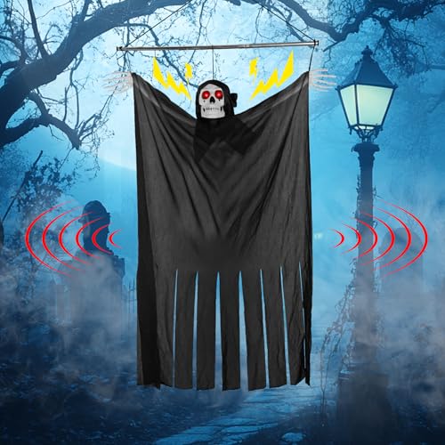 Timiyou Halloween Deko, Halloween-Folter Hängende Skelett mit Leuchtende Augen und Gruselige Soundeffekte, für Halloween Deko Outdoor, Halloween Deko Innen, Garten, Party, Horror Deko von Timiyou