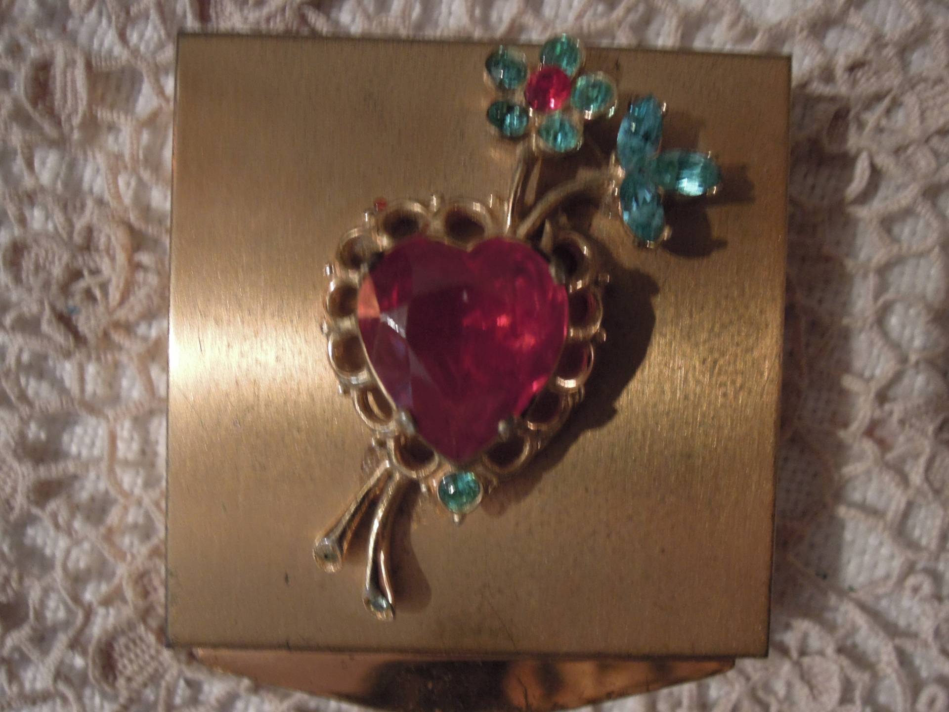 Vintage Jeweled Compact/Valentinstag Herz Sammler Spiegel von TinaTreasureTrinkets