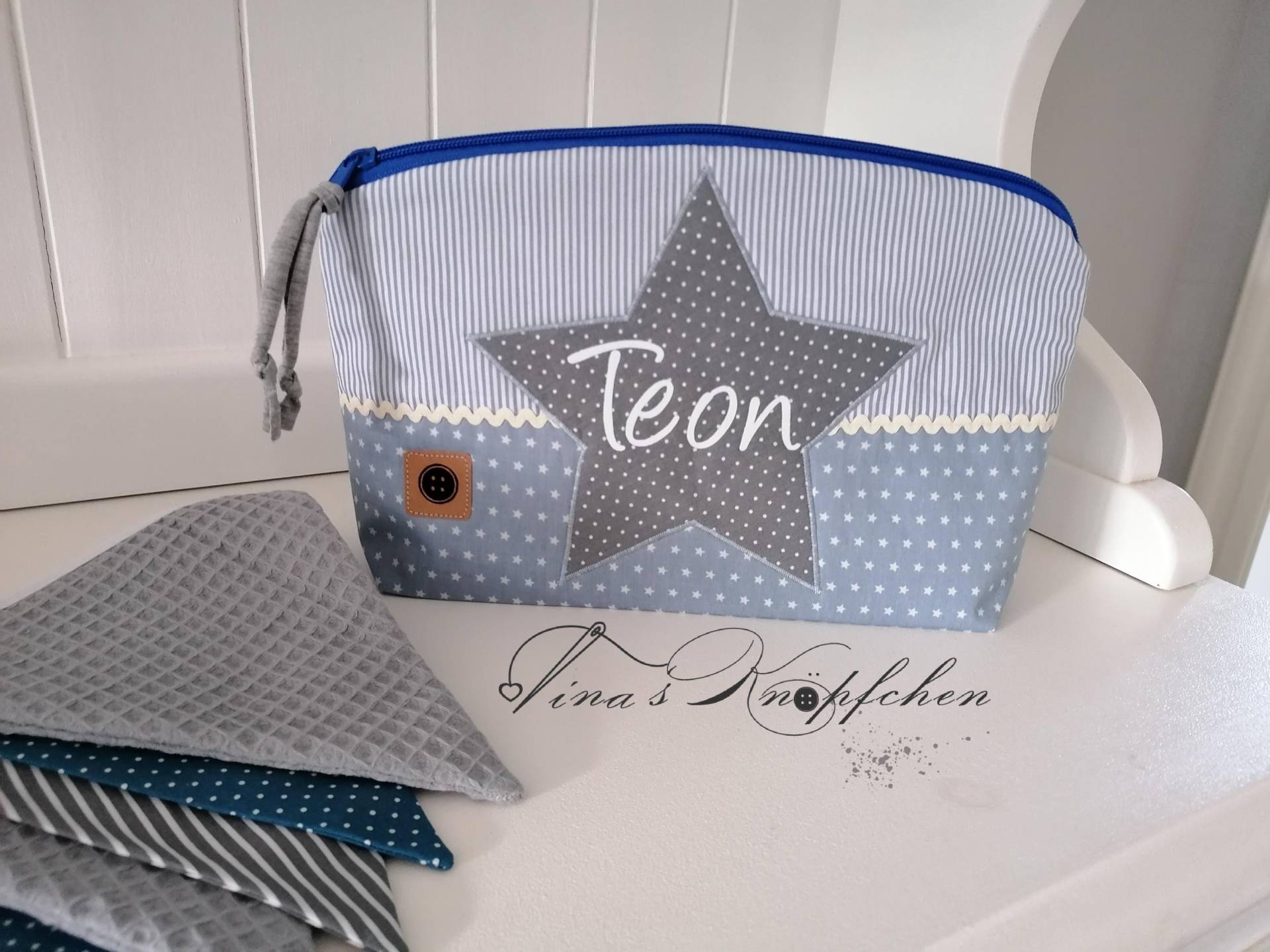 Kulturtasche /Windeltasche Mit Name /Geschenk Zur Geburt/Personalisiertes Geschenk/Taufgeschenk Für Jungs von TinasKnoepfchen