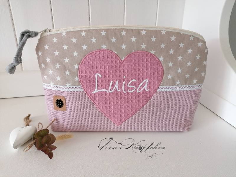 Windeltasche Mit Name/ Altrosa /Beige/Geschenk Zur Geburt/Baby/Taufgeschenk/ Personalisiertes von TinasKnoepfchen