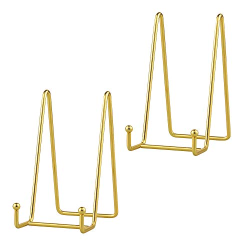 Staffelei Teller Ständer Aufsteller Halter - 2 Stück Eisen Metall Tellerständer Tellerhalter - Dekoteller Halterung - Bilderrahmen Ständer - Bildaufsteller - Staffelei für Bücher - Gold - 15,2 cm von Tincogo