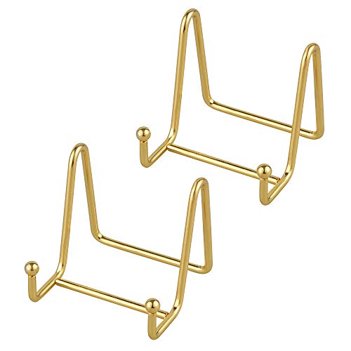 Staffelei Teller Ständer Aufsteller Halter - 2 Stück Eisen Metall Tellerständer Tellerhalter - Dekoteller Halterung - Bilderrahmen Ständer - Bildaufsteller - Staffelei für Bücher - Gold - 7,6 cm von Tincogo