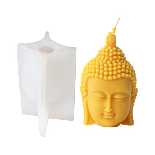 Leicht zu reinigende Buddha-Kopf-Kerzenform, Meditations-Buddha-Silikonform für Kerzen, Seife, Kuchendekoration von TingHaoO
