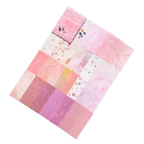 TingHaoO 26 Blatt ästhetisches Scrapbooking-Hintergrundpapier mit 5 Knöpfen für Tagebuch, Planer, Bilderrahmen, Verzierung von TingHaoO