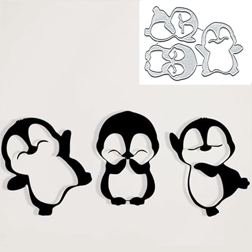 3 Stück/Set Pinguine Metall stanzformen Stanzteile Metall, Papierkarten-Stanzformen, Schnittschablonen für DIY-Prägung, Kartengestaltung, Buchanhänger, dekorative Papierformen, Scrapbooking von TingZVen